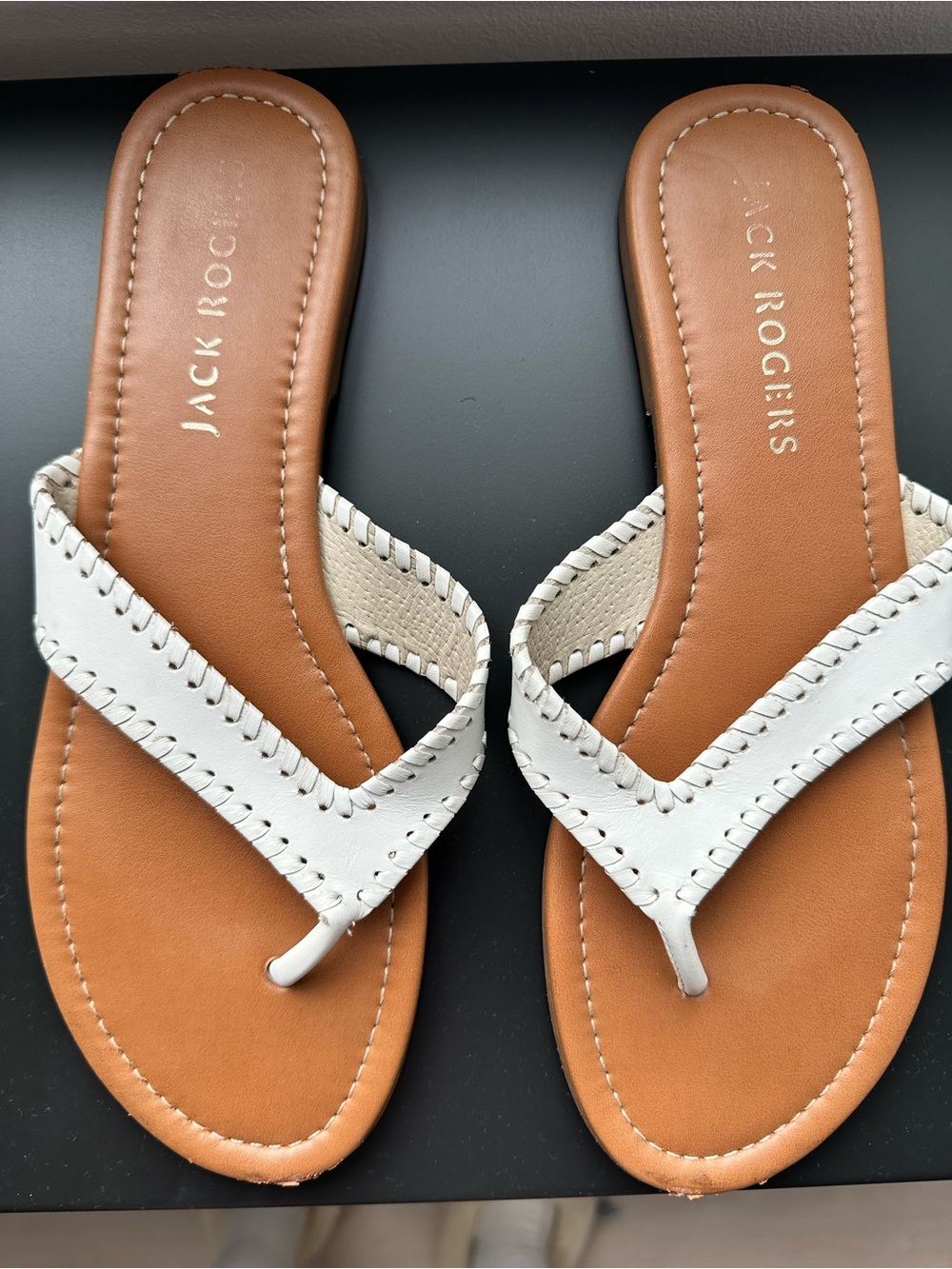 Jack Rogers Miami Thong Sandals, White, Size 11